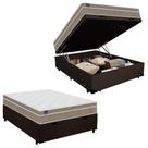 Cama Box Baú Casal Suede + Colchão Lis Molas Ensacadas SuperPocket Plumatex 138x188x64cm Cor:Marrom
