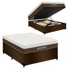 Cama Box Baú Casal Suede + Colchão Molas Ensacadas Royal Sleep Elegance 138cm Cor:Marrom
