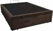 Cama Box Baú Casal Suede Marrom com Pistões a gás