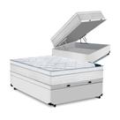 Cama Box Baú Casal Tecido Sintético Branco Com Colchão 138 Toronto Molas Ensacadas D33 32cm