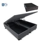 Cama Box Baú Casal Universal Cinza Bipartido Com Pistão A Gás - 138x188x41