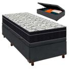 Cama Box Bau Cinza + Colchão Solteiro Airtech 150 Ortobom