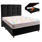 Cama Box Bau + Colchão Casal D20 D20 Inducol + Cabeceira Estofada