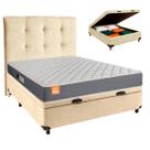 Cama Box Bau + Colchão Casal D23 Pro Inducol + Cabeceira Estofada