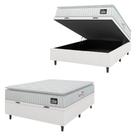 Cama Box Baú Colchão Casal Espuma D45 Lazio Pillow Top 138x188x70cm Linho Branco Hellen - Suporta até 120kg por Pessoa