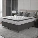 Cama Box Baú Colchão Casal King Molas Ensacadas City Pillow Top 193x203x64cm Cinza Branco