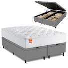 Cama Box Baú Colchão Casal King Molas Ensacadas Real 193x203x68cm Branco / Cinza Inducol - Suporta até 130kg por Pessoa