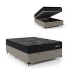 Cama Box Baú Colchão Casal Molas Ensacadas Absoluto City Pillow Top 138x188x64cm Conforto premium bege