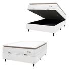 Cama Box Baú Colchão Casal Molas Ensacadas City Pillow Top 138x188x64cm Linho Branco / Bege Hellen Branco/bg