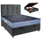 Cama Box Bau + Colchão Casal Molas Ensacadas Petrus Paropas + Cabeceira Estofada