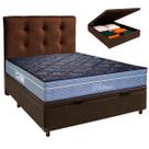 Cama Box Bau + Colchão Casal Molas Ensacadas Petrus Paropas + Cabeceira Estofada