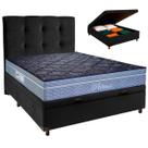 Cama Box Bau + Colchão Casal Molas Ensacadas Petrus Paropas + Cabeceira Estofada