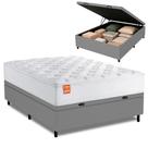 Cama Box Baú Colchão Casal Molas Ensacadas Real 138x188x68cm Branco / Cinza Inducol - Suporta até 130kg por Pessoa