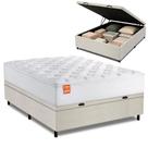 Cama Box Baú Colchão Casal Molas Ensacadas Real 138x188x68cm Linho Branco Inducol - Suporta até 130kg por Pessoa