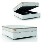 Cama Box Baú Colchão Casal Queen Molas Ensacadas Real 158x198x68cm Linho Branco / Bege Inducol - Suporta até 130kg por Pessoa