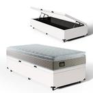 Cama Box Baú + Colchão de Solteiro Strong D45 One Face 88x188x54cm Branco - Suporta até 150kg por pessoa