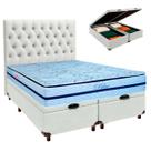 Cama Box Bau + Colchão Queen Molas Ensacadas Blue Paropas + Cabeceira Estofada