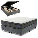 Cama Box Baú Colchão Queen Ortopédico D33 Euro Pillow Ultra 158x198x66cm Cinza