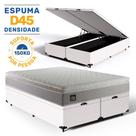 Cama Box Baú + Colchão Queen Strong D45 One Face 158x198x54cm Branco - Suporta até 150kg por pessoa