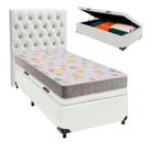 Cama Box Bau + Colchão Solteiro D20 D20 Inducol + Cabeceira Estofada