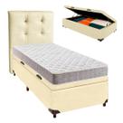Cama Box Bau + Colchão Solteiro D23 D23 Inducol + Cabeceira Estofada