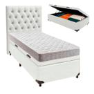 Cama Box Bau + Colchão Solteiro D23 D23 Inducol + Cabeceira Estofada