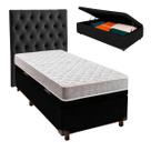 Cama Box Bau + Colchão Solteiro D33 D33 Inducol + Cabeceira Estofada
