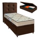 Cama Box Bau + Colchão Solteiro D33 Maxsono Paropas + Cabeceira Estofada