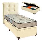 Cama Box Bau + Colchão Solteiro D33 Maxsono Paropas + Cabeceira Estofada