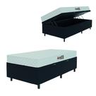 Cama Box Baú Colchão Solteiro Espuma D20 Malibu 78x188x53cm Branco / Preto Hellen