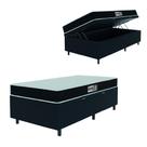 Cama Box Baú Colchão Solteiro Espuma D20 Malibu 88x188x53cm Preto / Branco Hellen