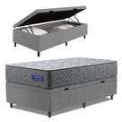 Cama Box Baú Colchão Solteiro Molas Ensacadas Atlanta 88x188x63cm Cinza