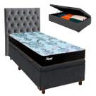 Cama Box Bau + Colchão Solteiro Molas Ensacadas Life Gold Paropas + Cabeceira Estofada Cama Box Bau + Colchão Solteiro Molas Ensacadas Life Gold Paropas + Cabeceira Estofada