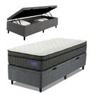Cama Box Baú Colchão Solteiro Ortopédico D33 Euro Pillow Ultra 88x188x66cm Cinza
