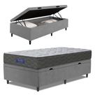 Cama Box Baú Colchão Solteiro Ortopédico Espuma D33 Hiper 88x188x60cm Cinza