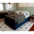 Cama Box Baú com Colchão Casal Mola Ensacada Guldi Macio e 2 Travesseiros Guldi Soft Nasa Azul e Branco