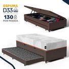 Cama Box Baú com Colchão de Espuma D33 Enrolado Sonno Full Umaflex Auxiliar de Espuma Solteiro 88 cm