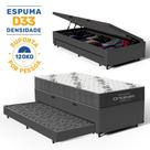 Cama Box Baú com Colchão de Espuma D33 Ortobom Airtech 100 + Auxiliar Unique Solteiro 88cm