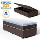 Cama Box Baú com Colchão de Espuma D33 Pillow Top Comfort Luxo Solteiro 88 cm