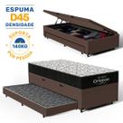 Cama Box Baú com Colchão de Espuma D45 Ortobom Airtech 150 Auxiliar Unique Solteiro 88 cm