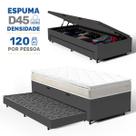 Cama Box Baú com Colchão de Espuma D45 Pillow Top Ortopédico Domo + Auxiliar Solteiro 88cm Cama Box Baú com Colchão de Espuma D45 Pillow Top Ortopédico Domo + Auxiliar Solteiro 88cm