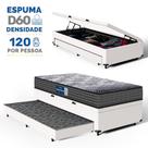 Cama Box Baú com Colchão de Espuma D60 Double Face Guarda Costas Comfort Force Probel + Auxiliar Solteiro 88cm