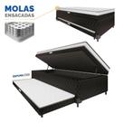 Cama Box Baú com Colchão de Molas Ensacadas acoplado e Auxiliar de Espuma Lyon Solteiro 88 cm