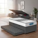Cama Box Baú com Colchão de Molas Ensacadas Double Face Essence Probel Auxiliar Solteiro 88 cm