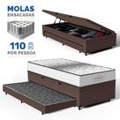 Cama Box Baú com Colchão de Molas Ensacadas Double Face Essence Probel + Auxiliar Solteiro 88cm