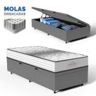 Cama Box Baú com Colchão de Molas Ensacadas Double Face Essence Probel Solteiro 88cm