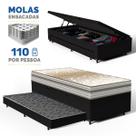 Cama Box Baú com Colchão de Molas Ensacadas Double Face Pillow Euro Alfa Probel Auxiliar Solteiro 88 cm