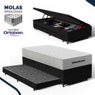 Cama Box Baú com Colchão de Molas Ensacadas Ortobom One Face Plenno Superpocket + Auxiliar de Espuma Solteiro 88cm