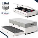 Cama Box Baú com Colchão de Molas Ensacadas Ortobom One Face Plenno Superpocket + Auxiliar de Espuma Solteiro 88cm
