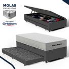 Cama Box Baú com Colchão de Molas Ensacadas Ortobom One Face Plenno Superpocket + Auxiliar de Espuma Solteiro 88cm